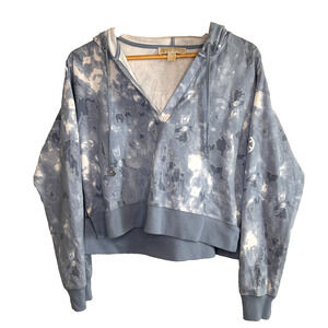 Michael Kors Cropped Hoodie Womens Medium Cloud Blue Designer Casual Layering